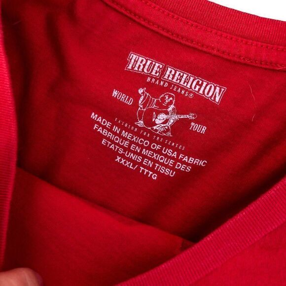 True Religion Shirt Big Logo XXXL Red True Back - Picture 6 of 7